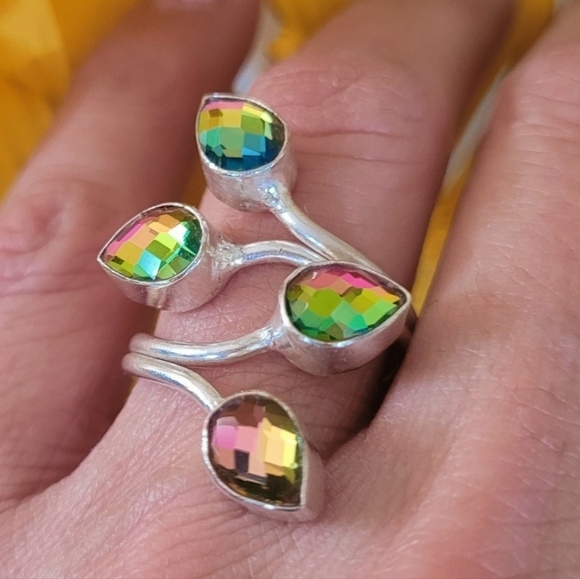 💗Mystic Topaz Wrap Sterling Silver Ring 925 - Picture 1 of 7